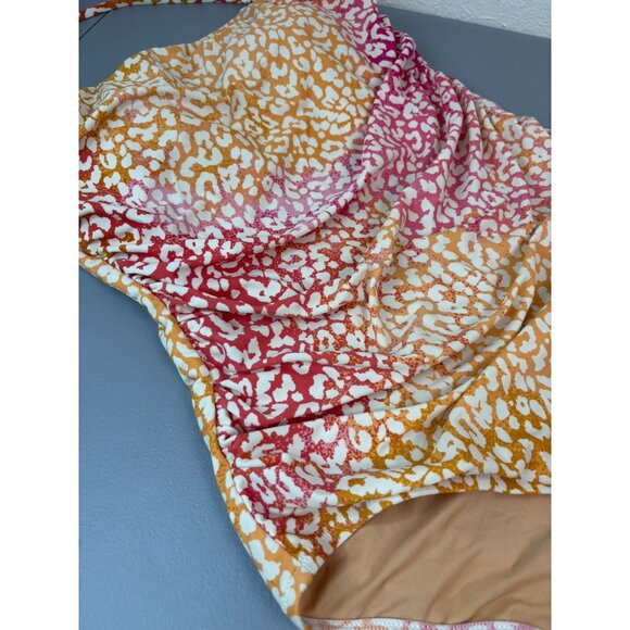 J. Crew women's large pink orange ombre halter‎ one piece swimsuit built in bra - Picture 3 of 8